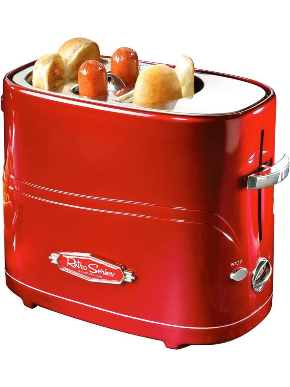 Retro Hot Dog & Bun Toaster with Tongs - Versatile Cooker for Sausages & Veggies